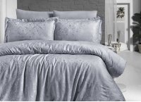 Постельное белье сатин жаккард First Choice - Lamone Grey (Турция), полуторный